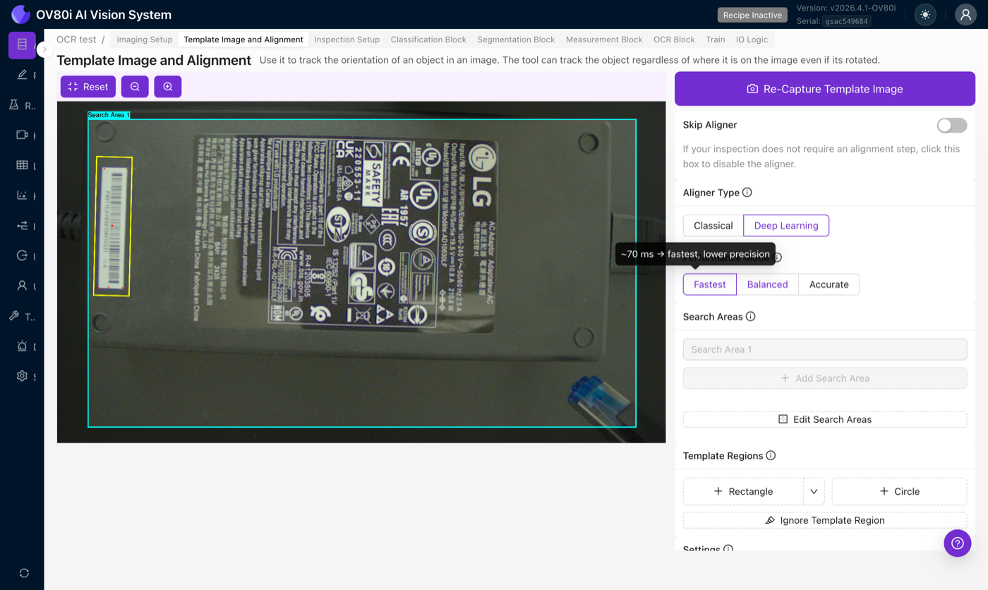 Fastest mode, lower precision at ~70 ms