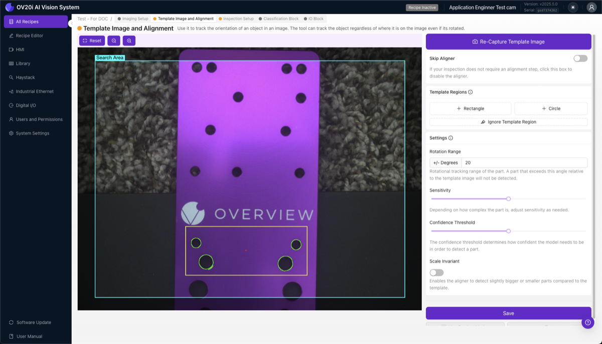 Aligner tool, full page overview