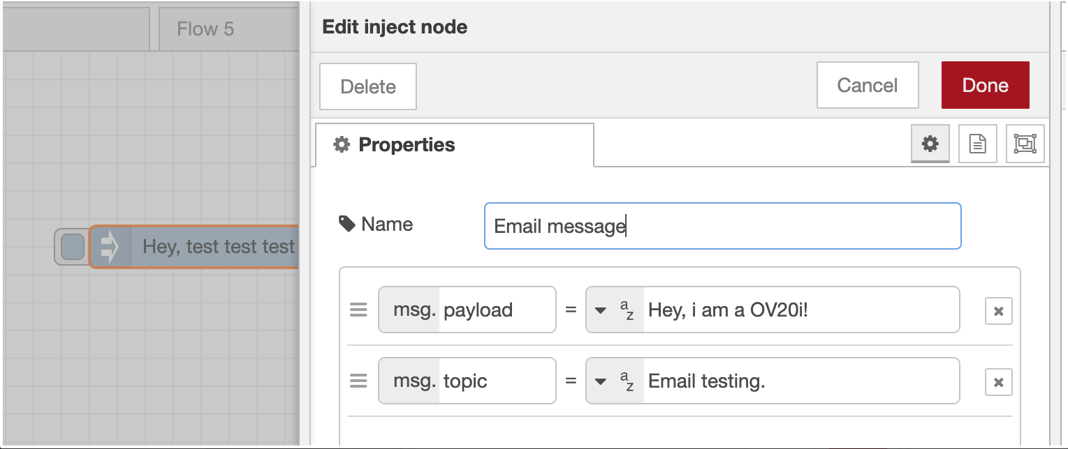 Sending Email with Node-RED | Overview AI Documentation