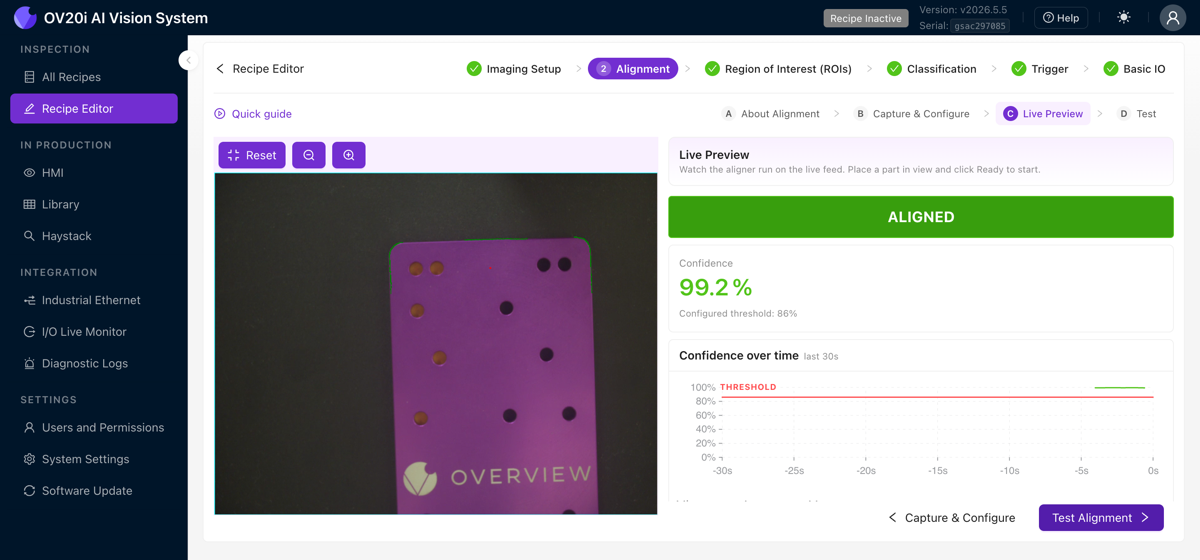 Alignment Live Preview with live confidence