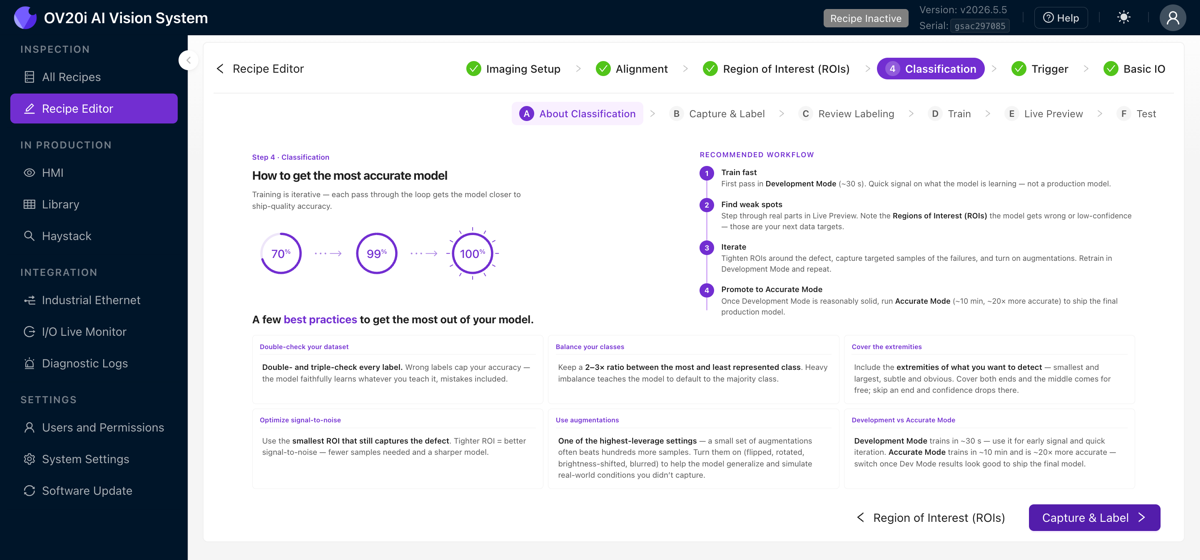 About Classification best-practices tab
