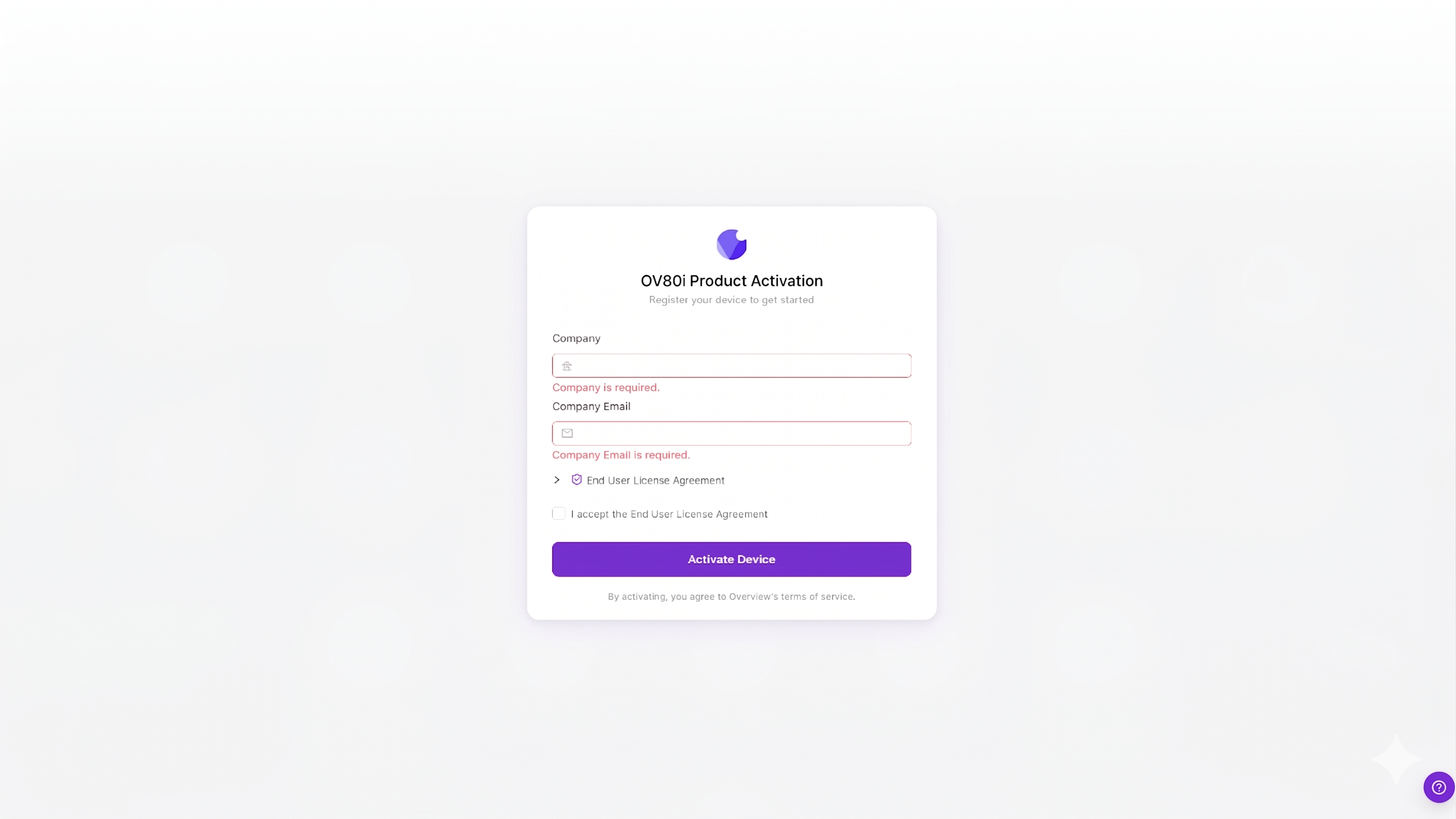 Product Activation-Seite