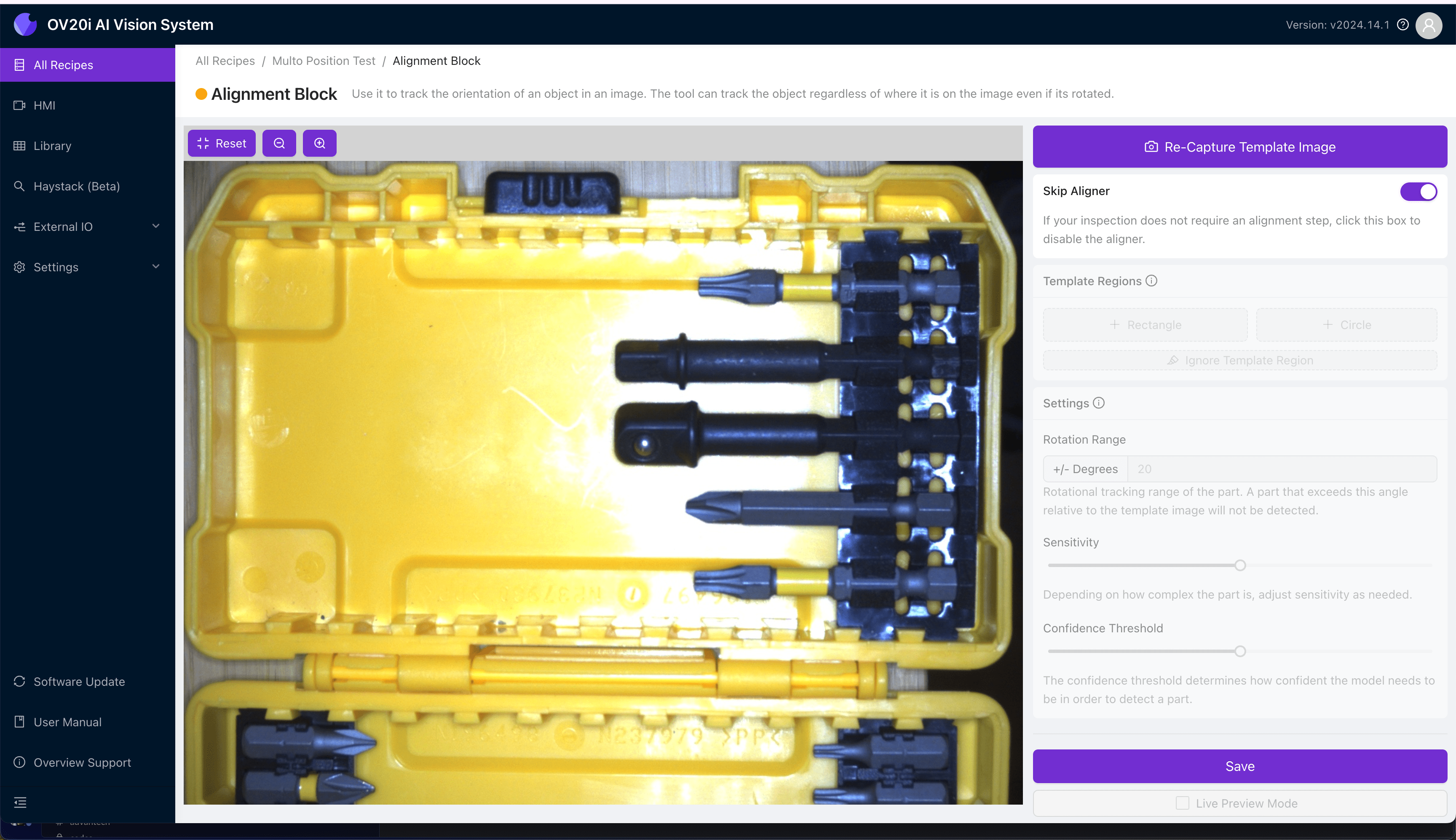 Template Image und Alignment – Seite B