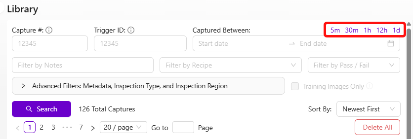 Library filter presets