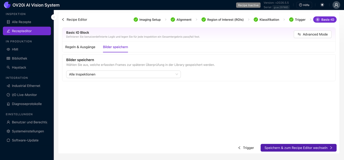 Save Images tab in the IO Block