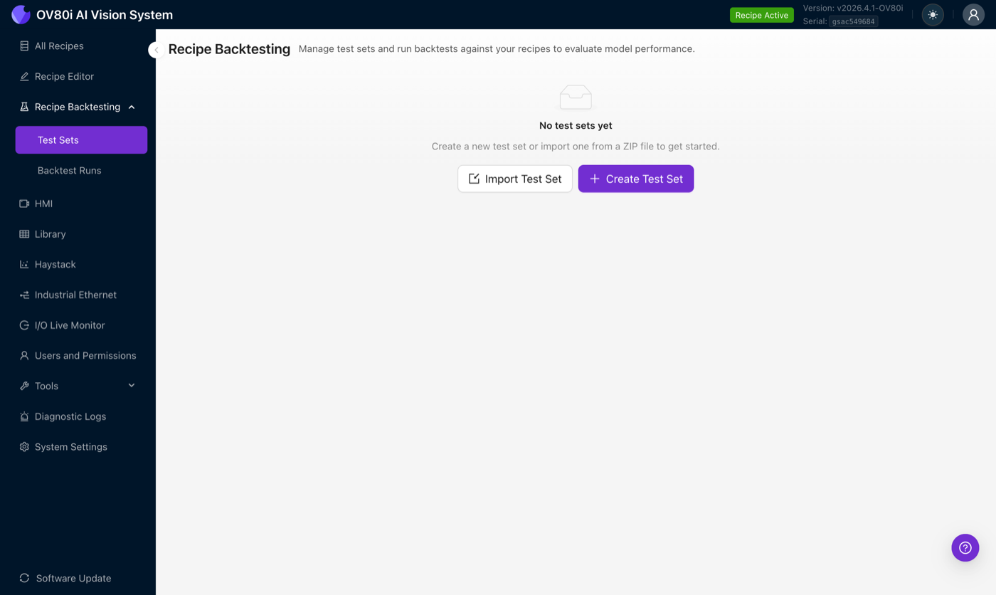 Recipe Backtesting, Backtest Runs empty state