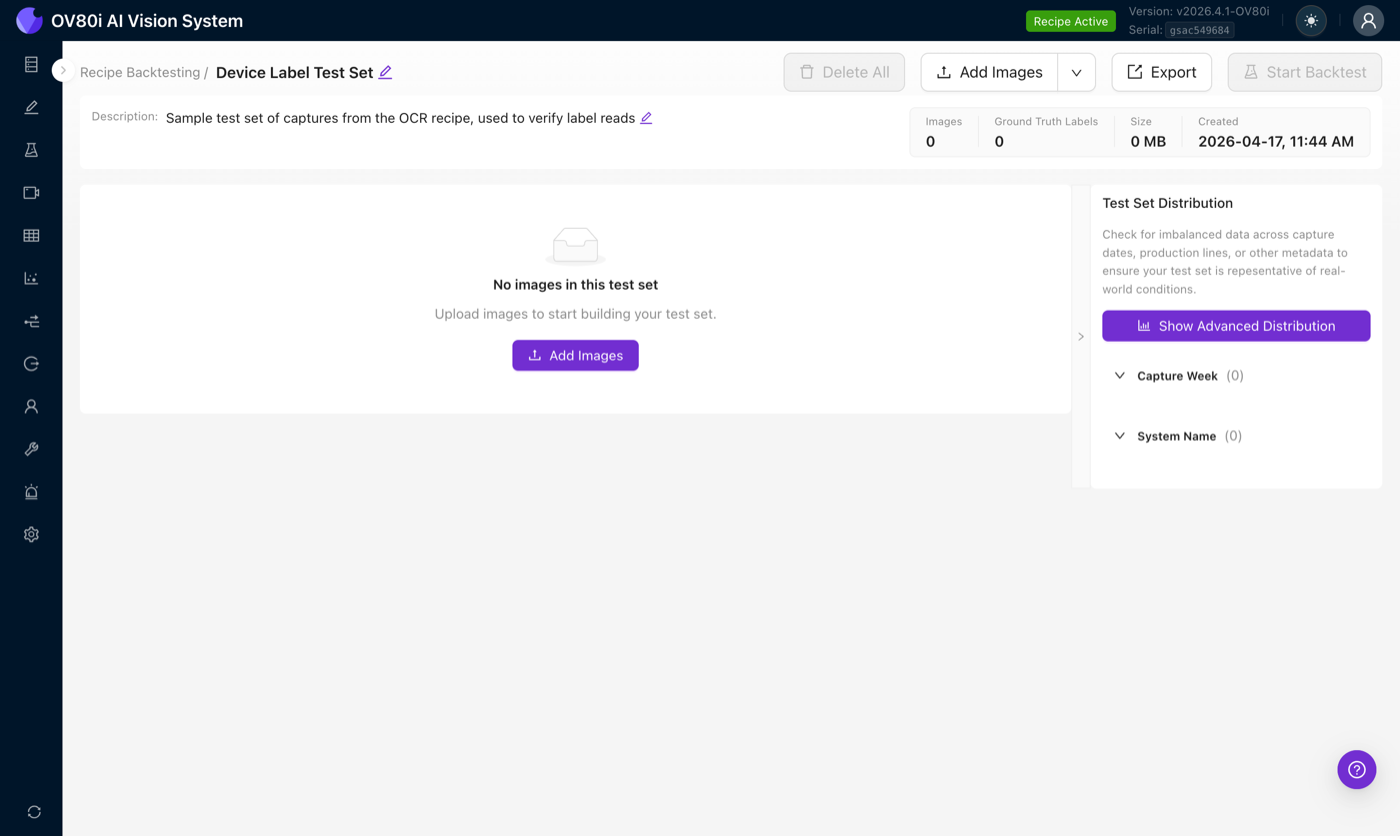 Empty test set editor