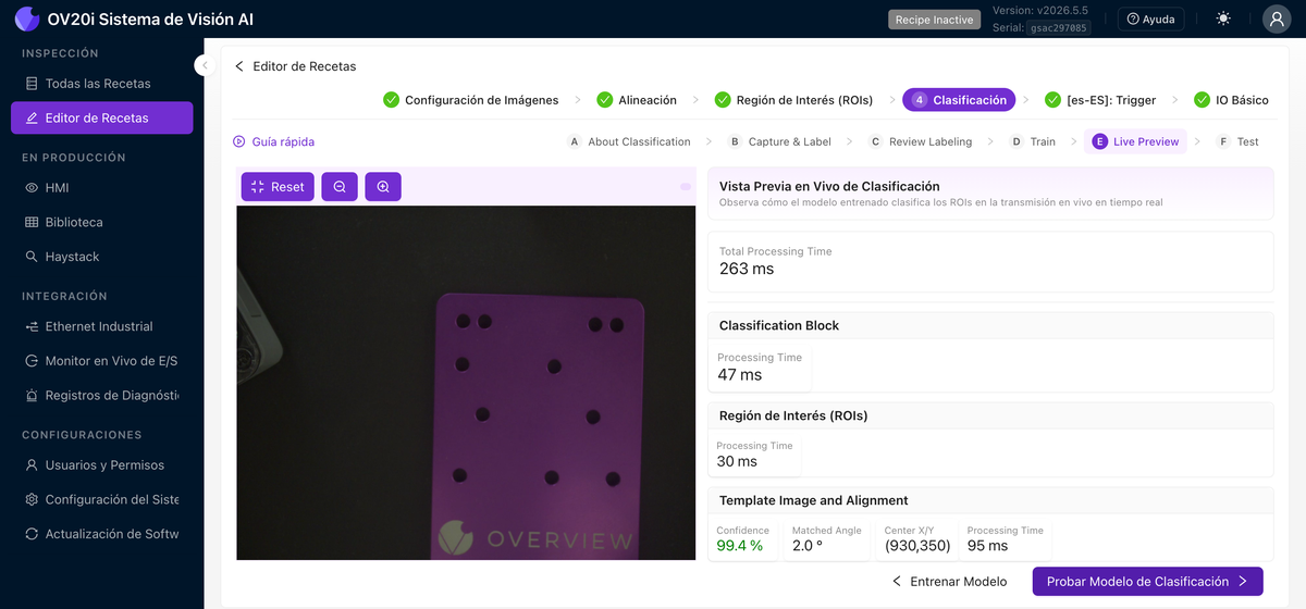 Vista Previa en Vivo de Clasificación con tiempo por bloque