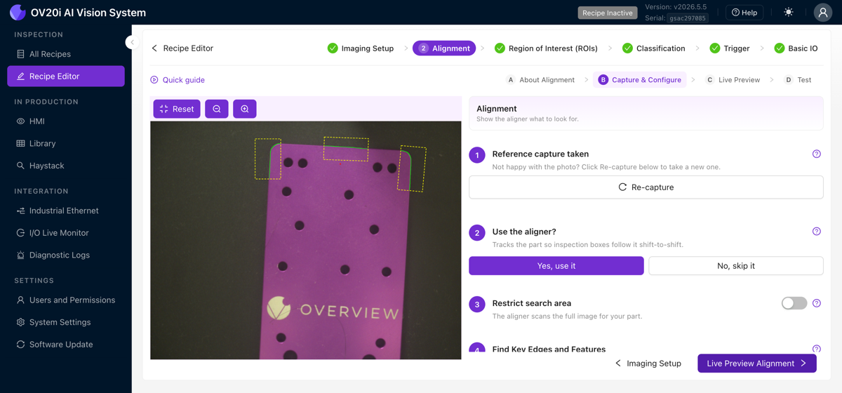 Danh sách kiểm tra Alignment Capture &amp; Configure