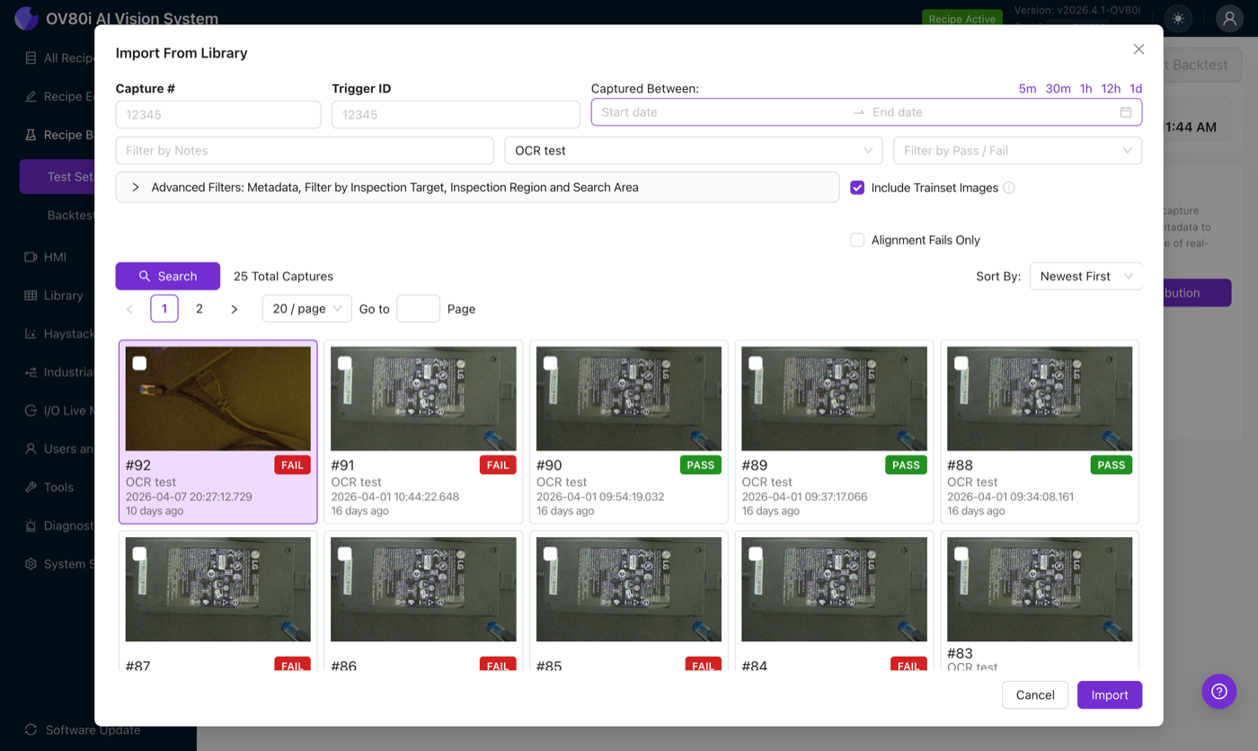 Import from Library with filters