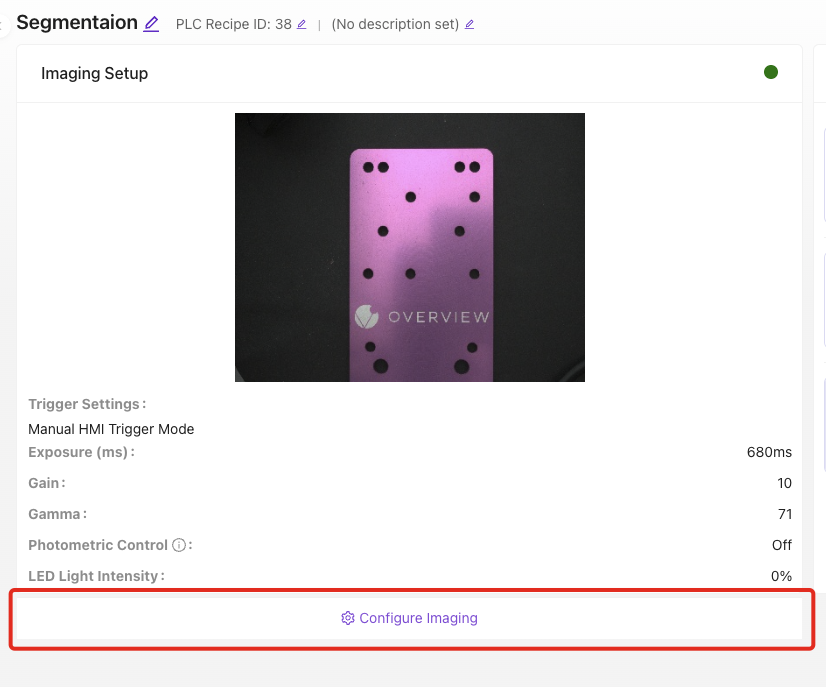 Configure Imaging screen