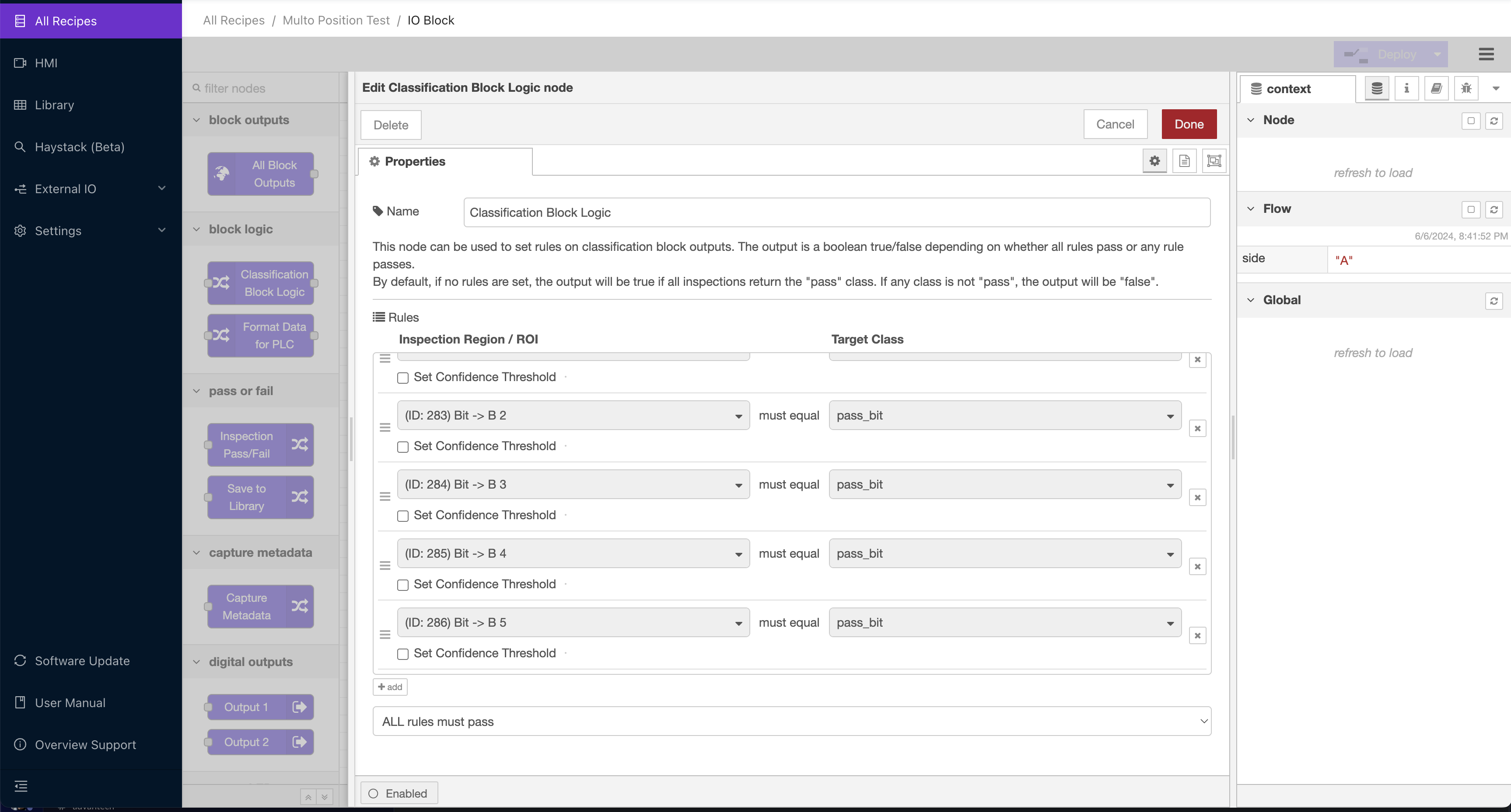 Edit Classification Block Logic node