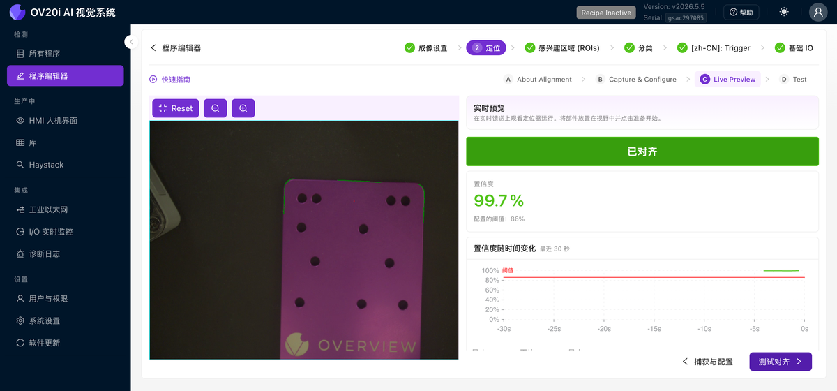 帶實時置信度的對齊實時預覽
