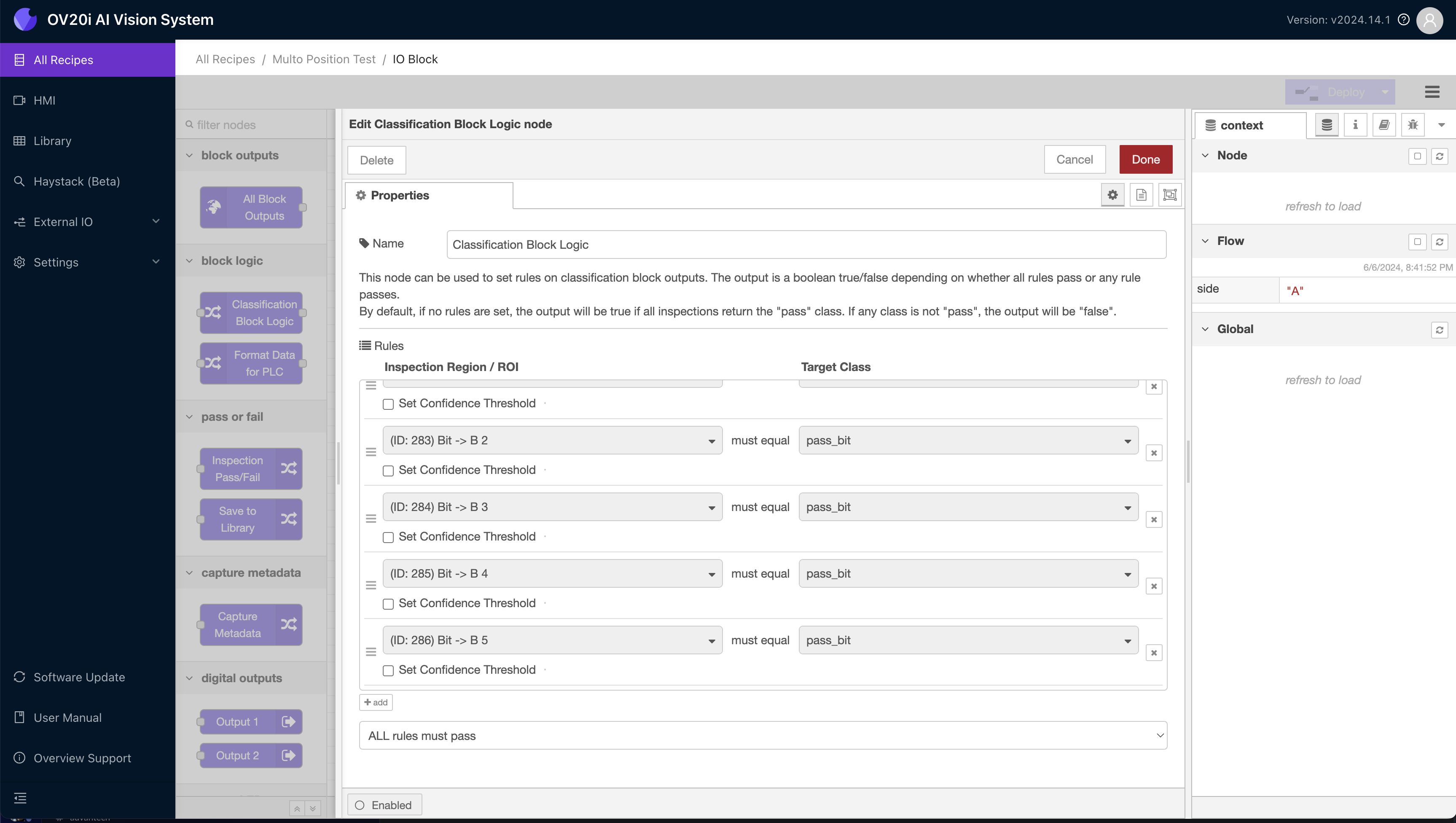 Edit Classification Block Logic node